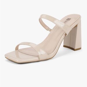 NIB Idifu Cream Block Heel Sandals, Size 8.5